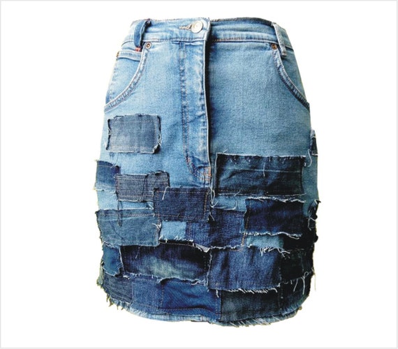 deconstructed denim skirt