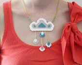 Cloud Necklace - lovely weather jewellery; made with Hama Perler beads