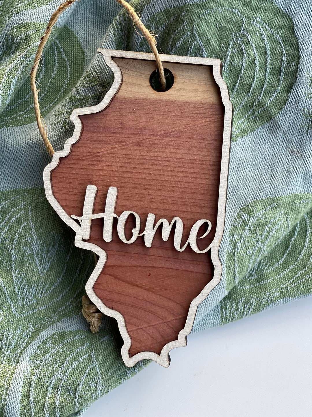 Illinois Home Hanging Sign, Custom Illinois Name Tag Illinois Name ...