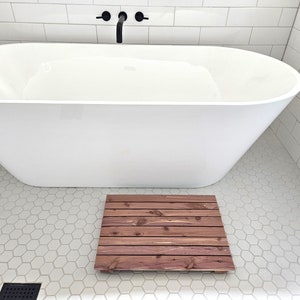 Teak Wood Shower Mat Brick Pattern Custom Bath Teak Mat Super Durable  Anti-slip Water Resistant Multi Purpose High Quality – Home Teak Mat