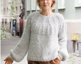 Woman alpaca wool sweater, hand made pullover