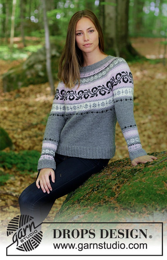 Free Shipping Women S Hand Knit Sweater Knitted Jumper With Round Yoke And Norwegian Pattern Handmade Sweater Merino Wool Sweater