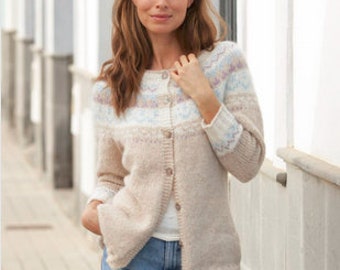 Suéter de punto a mano para mujer Suéter noruego de lana / jersey islandés en hilo de alpaca, patrón nórdico