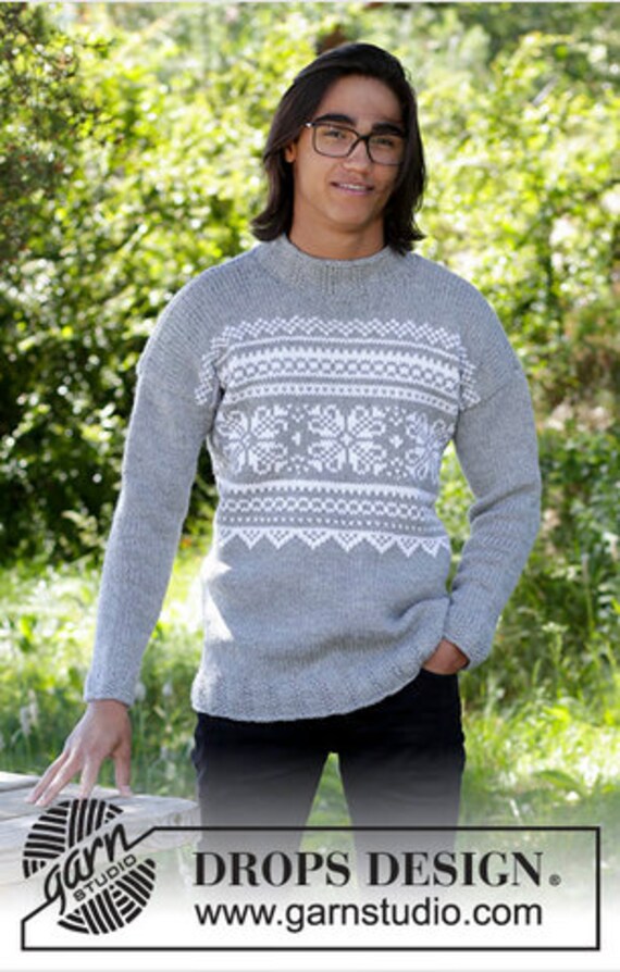 Free Shipping Men Hand Knit Sweater Knitted Jumper With Round Yoke Norwegian Pattern Handmade Sweater Wool Sweater Many Colors Available