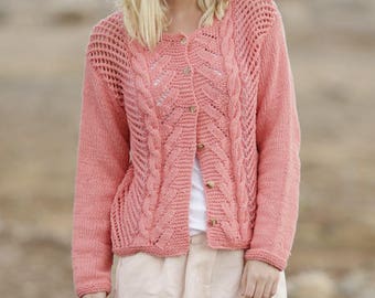 Women's Hand knit cotton Jacket Hand Knit Cardigan hand knit summer cardigan Many colors available
