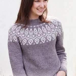 Women&#39;s hand knitted sweater/ icelandic jumper in  alpaca yarn, Nordic pattern
