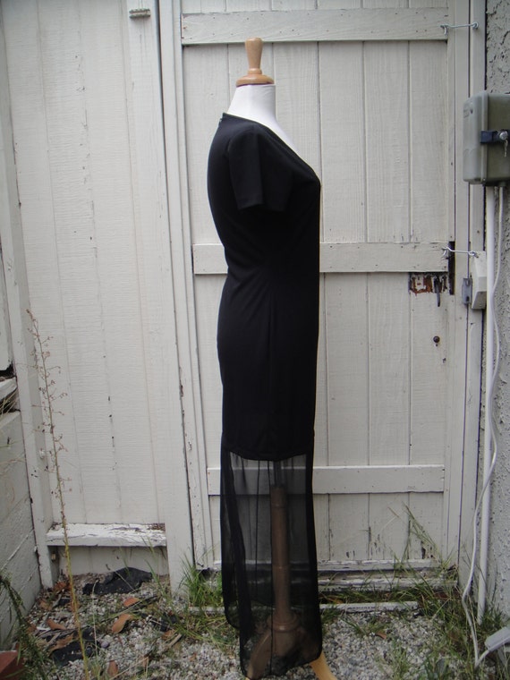 Vintage Black Maxi Dress Sheer Kenar Studio Evening Gown