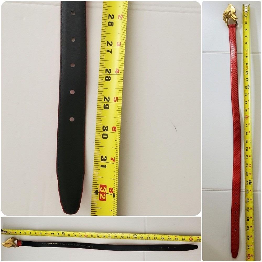 Vintage red leather gold hardware waist belt western art deco boho snake Small Vintage Red Leather Gold Hardware Waist Belt Western Art  main image 4