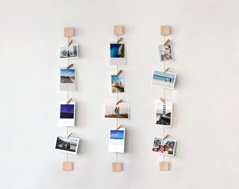 Ash Wood Photo Wall Display With Mini Clothespins Vertical Horizontal  Picture Holder Polaroid Art Work Hanger - Etsy
