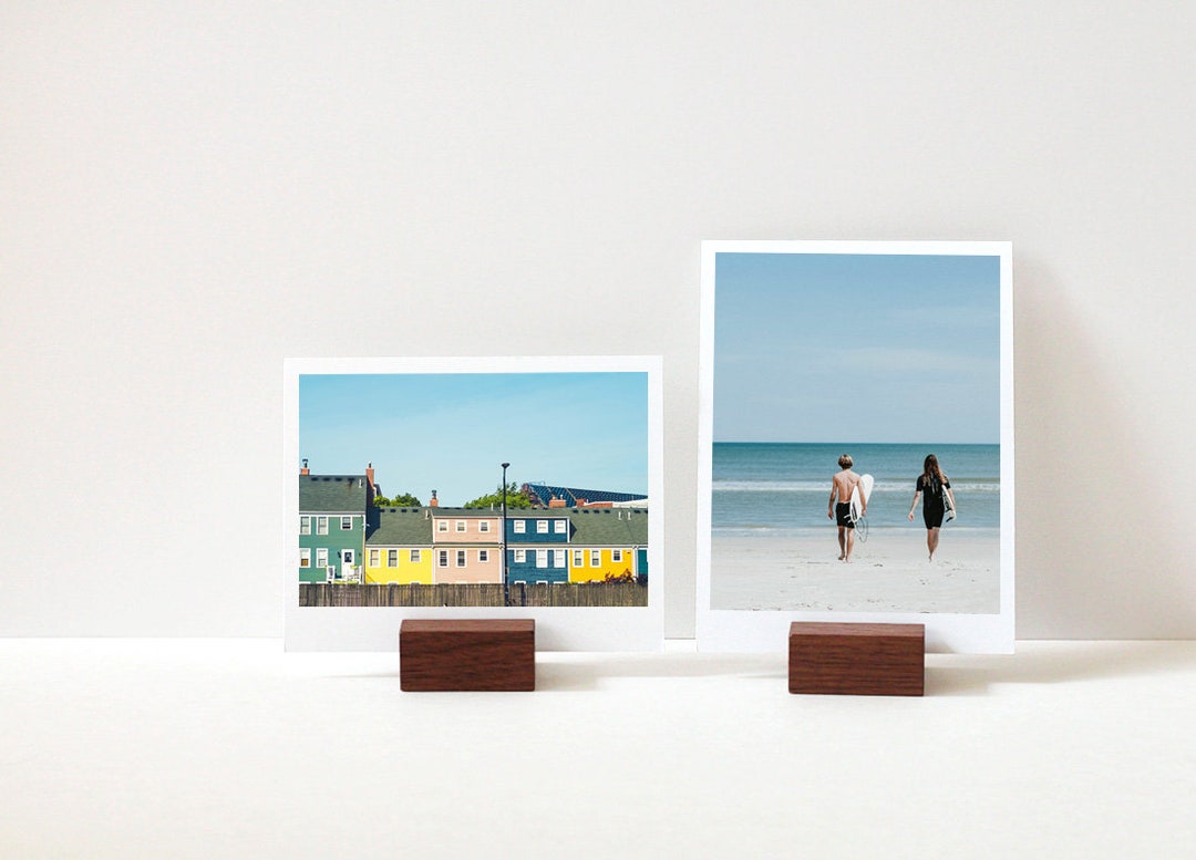 3 Walnut Wooden Photo Display Stands / Place Card Holders / Wedding