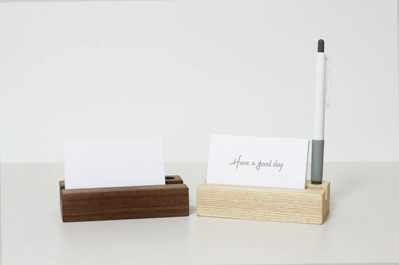 Walnut Wood Memo and Pen Holder / Office Supplies / Message Etsy