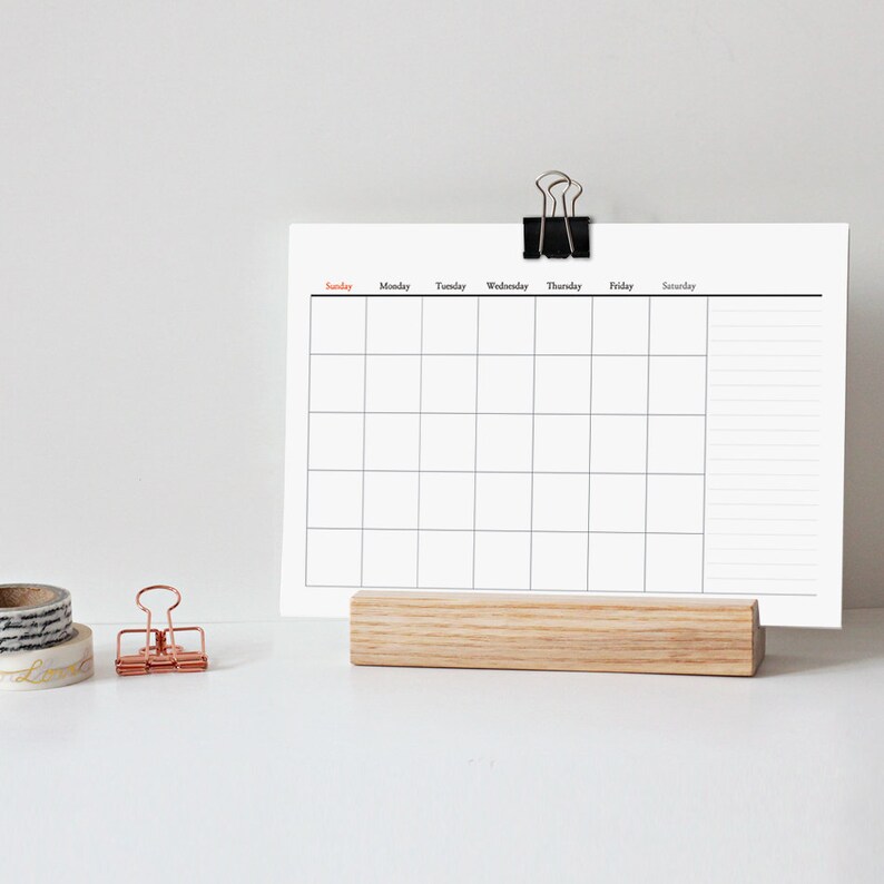 Monthly Planner Solid Ash Wood Holder / Wooden Holder / Desk Etsy