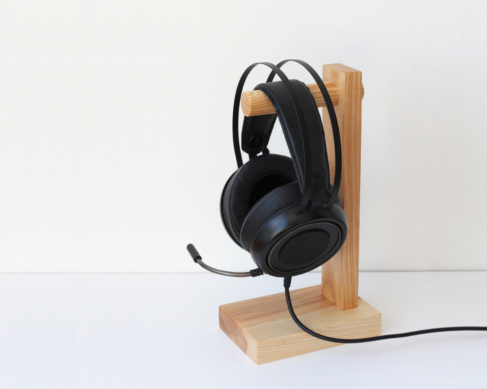 Ash Wood Headphone Stand Wooden Headphone Holder Etsy