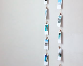 Présentoir Mural à Photos En Macramé Et Bois - Avec 30 Pinces - Décoration Bohème Pour Salon, Chambre - Dimensions Environ 40 X 66 Cm