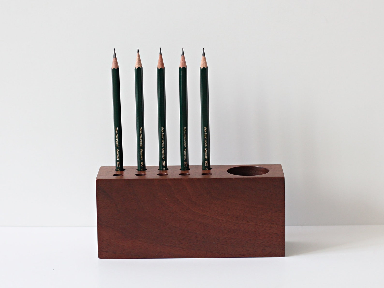 Walnut Wood Pen and Pencil Holder / Wooden Pen Holder / Office Etsy