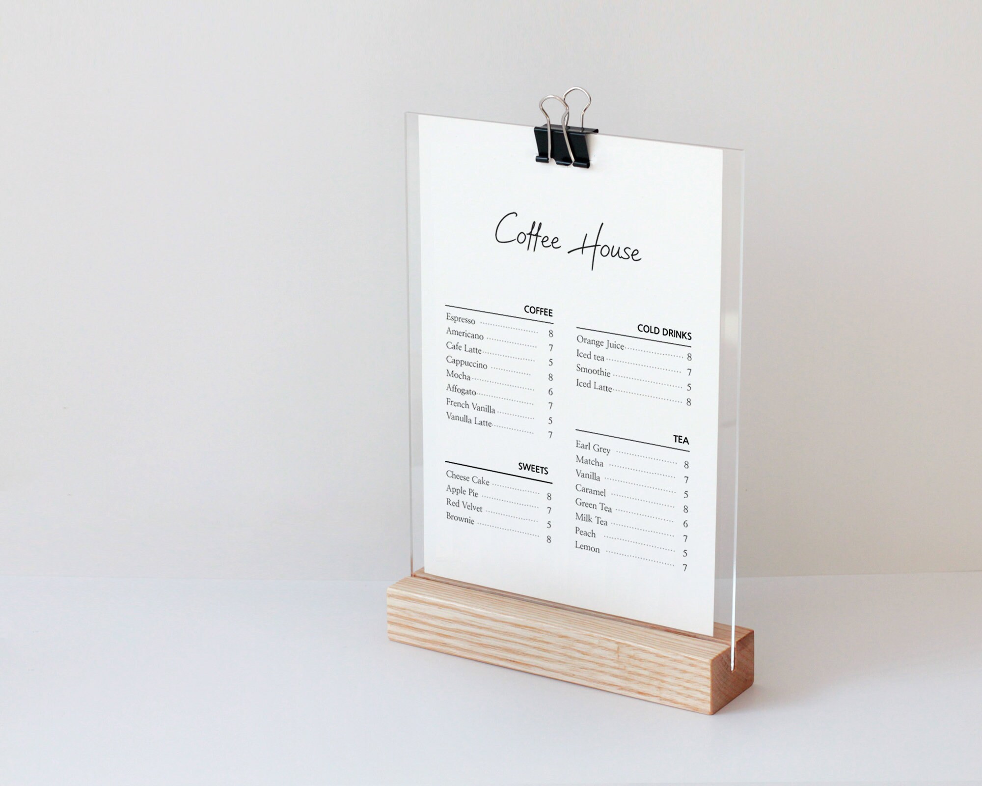 Table Menu Stand / Clipboard Stand for A5 / Acrylic Sign With Etsy Canada