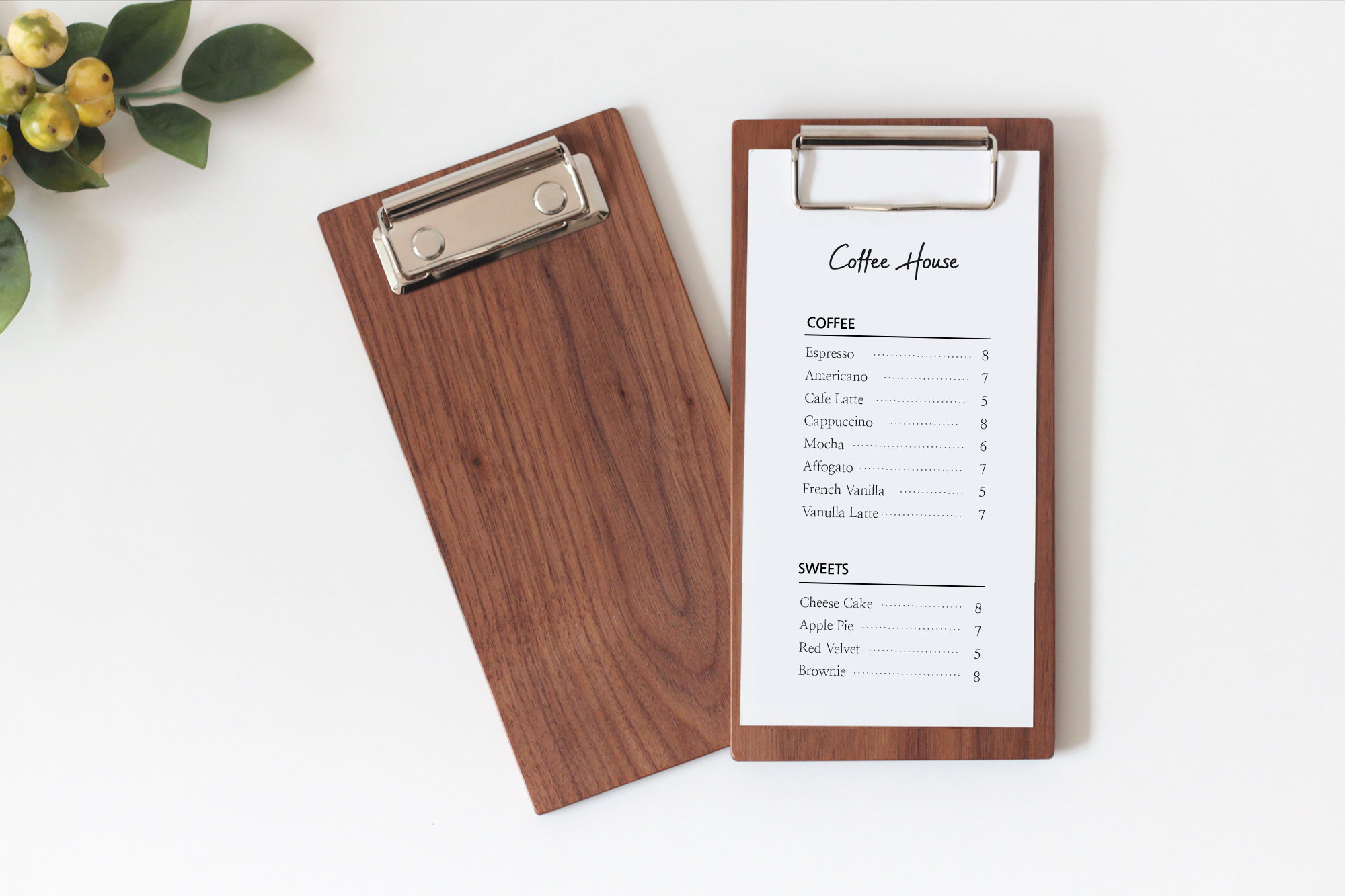 Small Walnut Wood Clipboard / Restaurant Menu Board / Solid Etsy