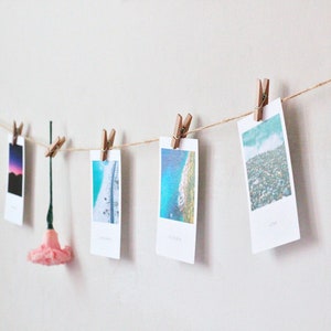 Walnut Wooden Photo Wall Display Mini Clothespins Vertical Horizontal ...