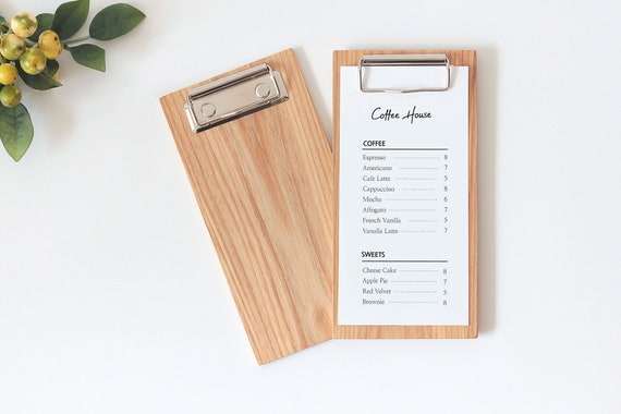 Small Ash Wood Clipboard / Restaurant Menu Board / Solid Wood