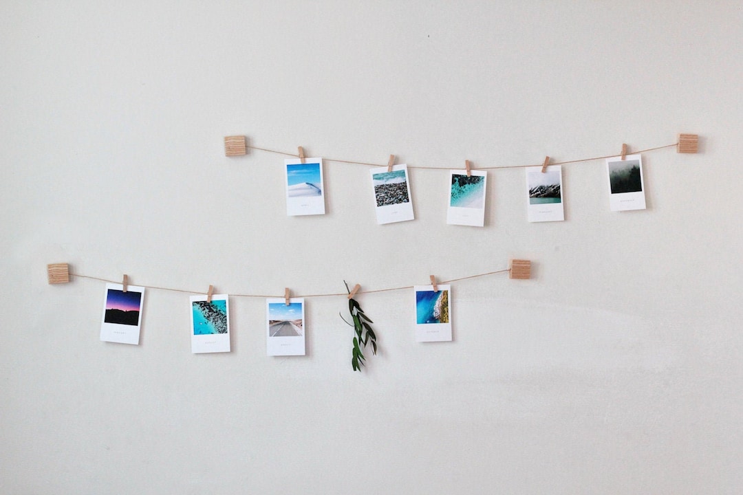 Wooden Photo Wall Display With Mini Clothespins Vertical Horizontal ...