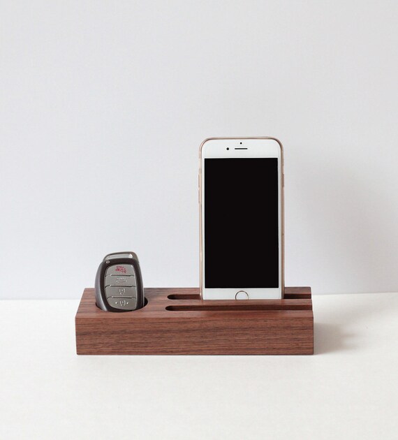 Walnut Wood Phone Holder Mobile Dock Cell Stand Tablet Business Card Air Plant Desk Accessory
