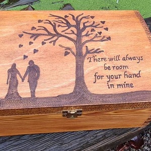 Romantic keepsake wooden box for couple, can be personalised or customised. Wedding gift, engagement gift, memory box, anniversary gift