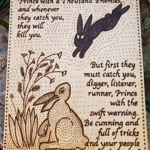 Watership Down Quote, wood burning on maple veneered board, home decor, pyrography, wall hanging can be personalised, birthday, Christmas