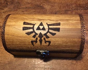legend of zelda inspired wooden chest with drop latch, Christmas gift, valentines gift, gift for him or her