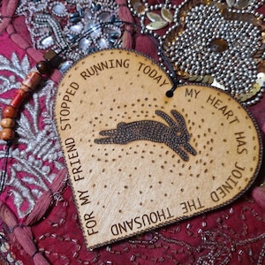 Watership Down inspired keepsake, wooden heart with rabbit and watership down quote.