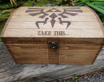 Legend of Zelda inspired wooden chest would make great wedding card box or Christmas, birthday or anniversary gift