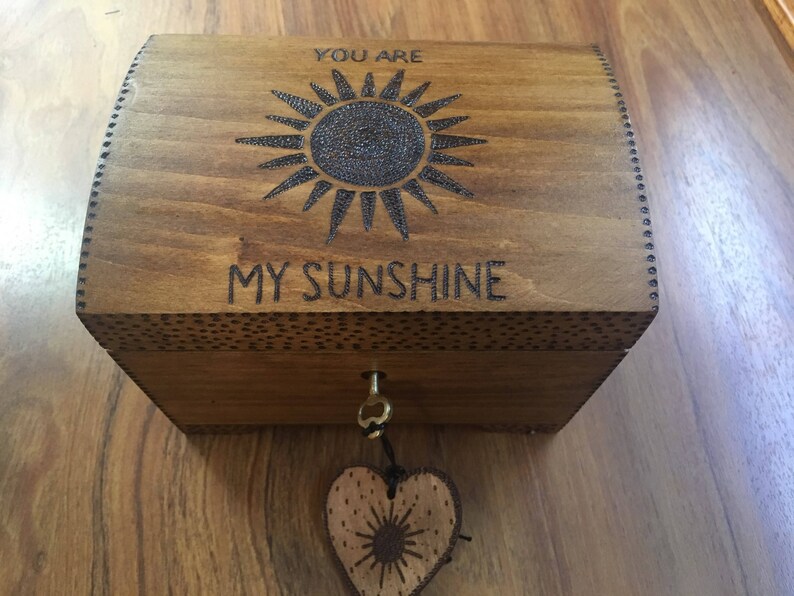 Personalised music box playing you are my sunshine. Lockable Etsy
