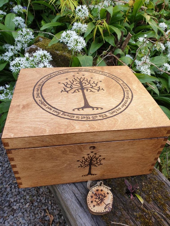 Tolkien Inspired Graduation Box, Lord of the Rings Gift, Keepsake Box,  Memory Chest, Gift for Graduate, Tree of Gondor, Personalised Gift 
