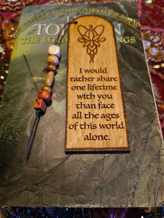 Lord of the Rings Romantic Wooden Bookmark for Tolkien Bookworm