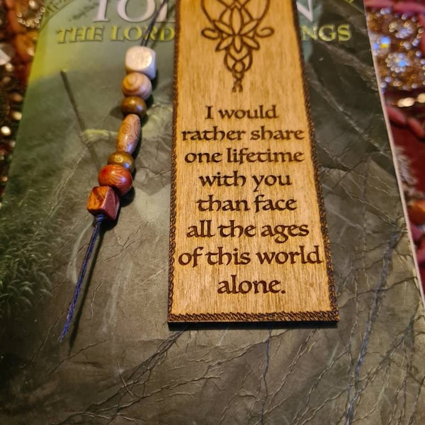 Lord of the Rings romantic wooden  bookmark for Tolkien bookworm. Valentines day gift for him, gift for lover.