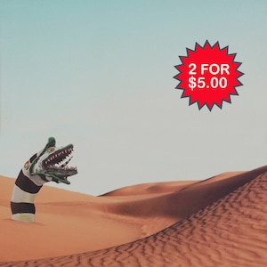 Sandwurm - 2er-Set 4 "x6" Postkarten - Modifizierte Secondhand-Laden Kunst - Beetlejuice