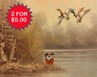 Better Luck Next Time - Set of Two 4"x6" Postcards - Modified Thrift Store Art - Duck Hunt