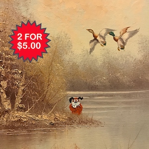 Meilleure chance la prochaine fois - Lot de deux cartes postales de 10 x 15 cm - Art modifié pour une friperie - Chasse au canard