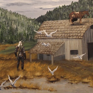 The Glitcher - 11&quot;x17&quot; Print - Modified Thrift Store Art - The Witcher Art