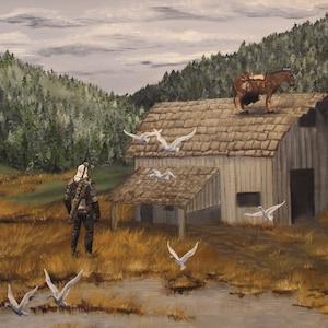 The Glitcher - 8&quot;x10&quot; Print - Modified Thrift Store Art - The Witcher Art