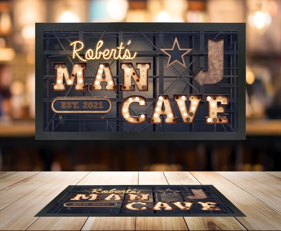 Personalised Man Cave Bar Runner Bar Mat Rubber Mat Spill Mat Home Bar  Décor Bar Accessories Gift for Men Marquee Style 