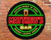Neon Style Effect Personalised Bar Sign 23cm glossy hardboard sign ideal gift for any home lockdown bar Personalise with name and year