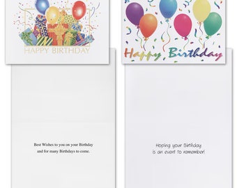 Bulk Pack of Most Popular Assorted Birthday Cards with Envelopes (100 cards, 10 each of 10 designs shown)