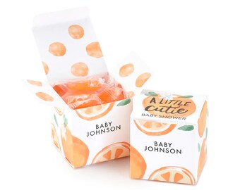 Personalized with Name and Date Little Cutie Baby Shower Favor Boxes (Pack of 25)