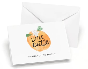 Little Cutie Baby Shower Thank You Cards (Pack of 24 cards with envelopes)