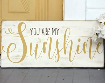 You are my sunshine wall art, Rustic nursery decor, Rustic sign, You are my sunshine, Rustic wall decor, Gift for her, Measures 10.5" x 22"