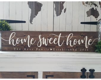 Wood Last name sign, Wood Family name sign, Custom wood sign, Home sweet home sign, Personalized Wedding gift, Established sign, Rustic sign