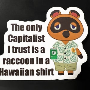Sticker Tom Nook ACNH | Vinylsticker grappige videogame kapitalisme