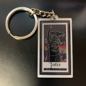 Justice Tarot Card Portachiavi acrilico / BLM Witchy Ciondolo a doppia faccia