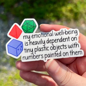 Emotional Well-being Dice Sticker | Dungeons and dragons funny mental health vinyl laptop decal
