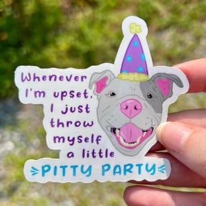 autocollant de fête Pitty | Sticker en vinyle pour ordinateur portable, maman chien drôle, jeu de mots